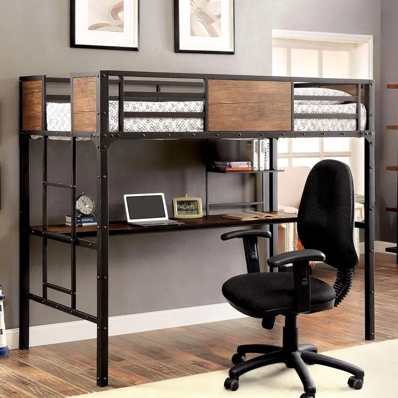 Clapton Twin Bed with Built-in Workstation – Desk and Shelving Included