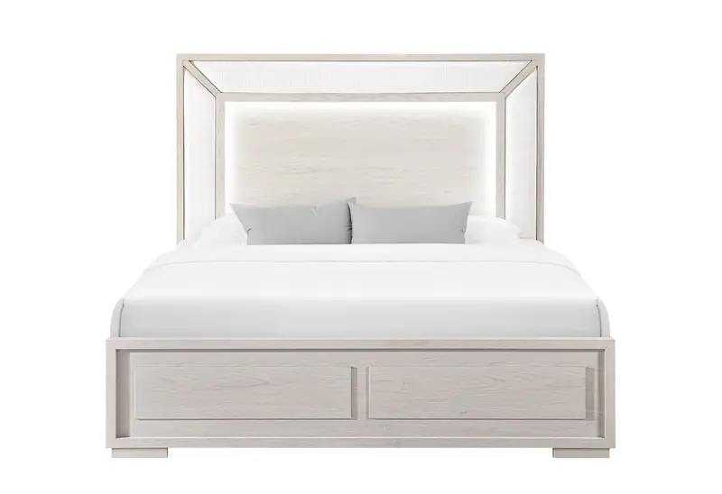 Clara Beige King Size Bed with Built-in LED Lighting