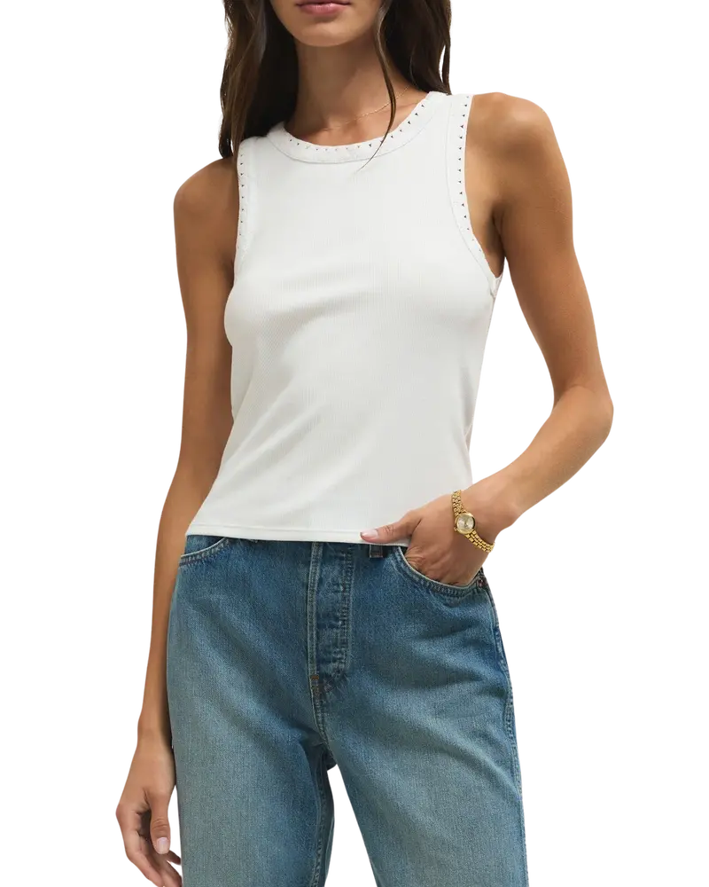 Clarke Ribbed Tank Top – Pure White
