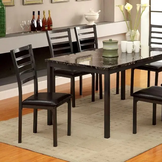Colman 60-Inch Black Dining Table – Solid Wood Top