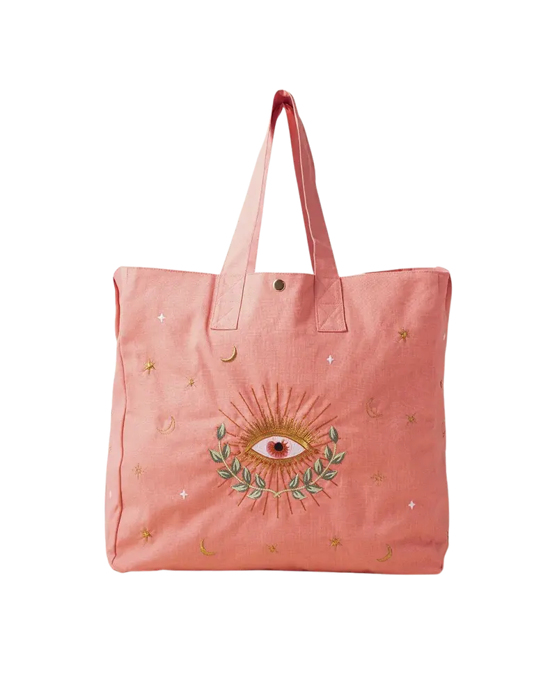 Coral Celestial Eye Carryall Bag – Stylish Large-Capacity Tote