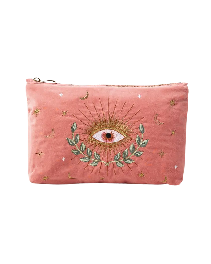 Coral Celestial Eye Everyday Pouch – Artistic Compact Organizer
