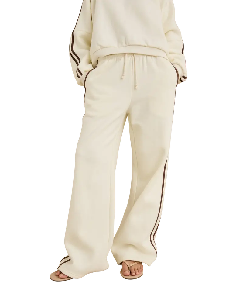 Cream Contrast Track Joggers