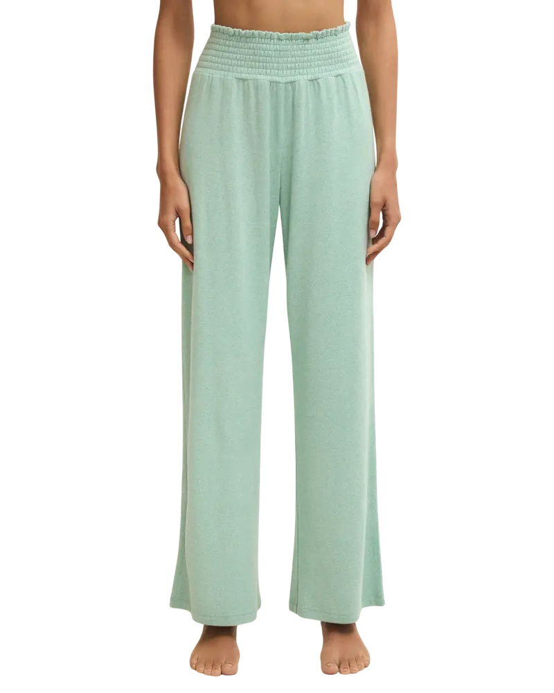Crystal Green Dawn Smocked Soft Knit Trousers