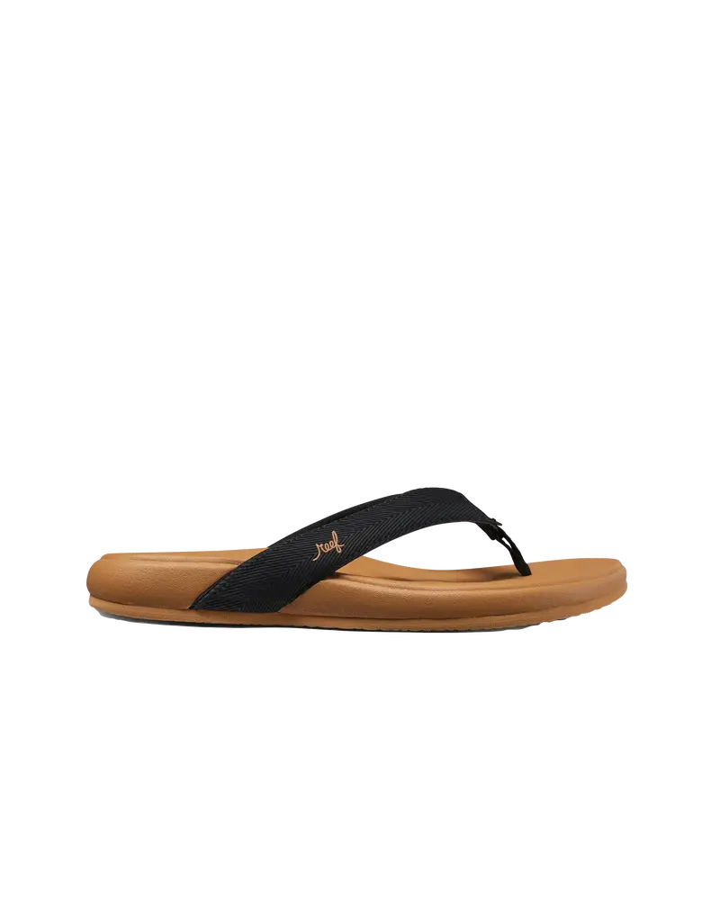 Cushion Harmony Black and Tan Flip Flops