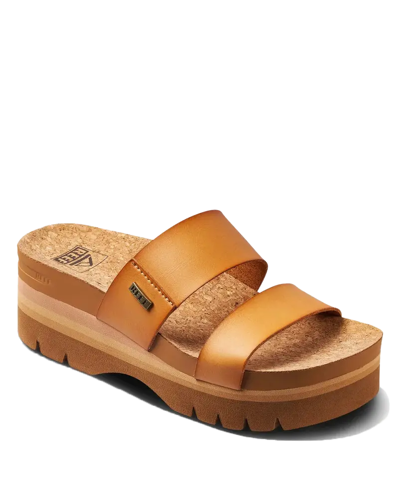 Cushion Vista Hi Sandals – Natural Leather Look