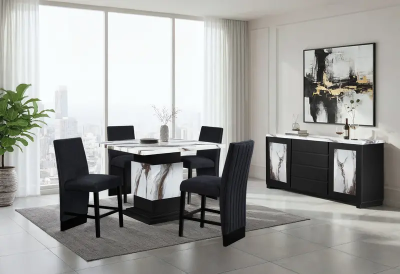 D12 Natural Bar Table and 4 Matching Bar Stools