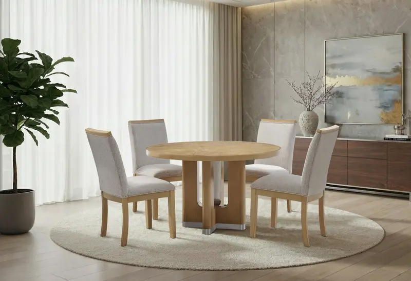 D3124 Natural 48-Inch Dining Table with Four D1248 Chairs