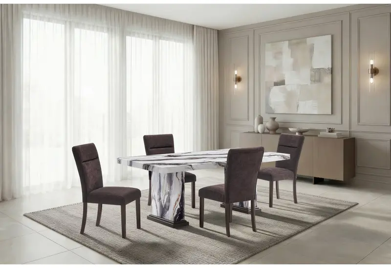D8212 Brown Dining Table and Six-Chair Set