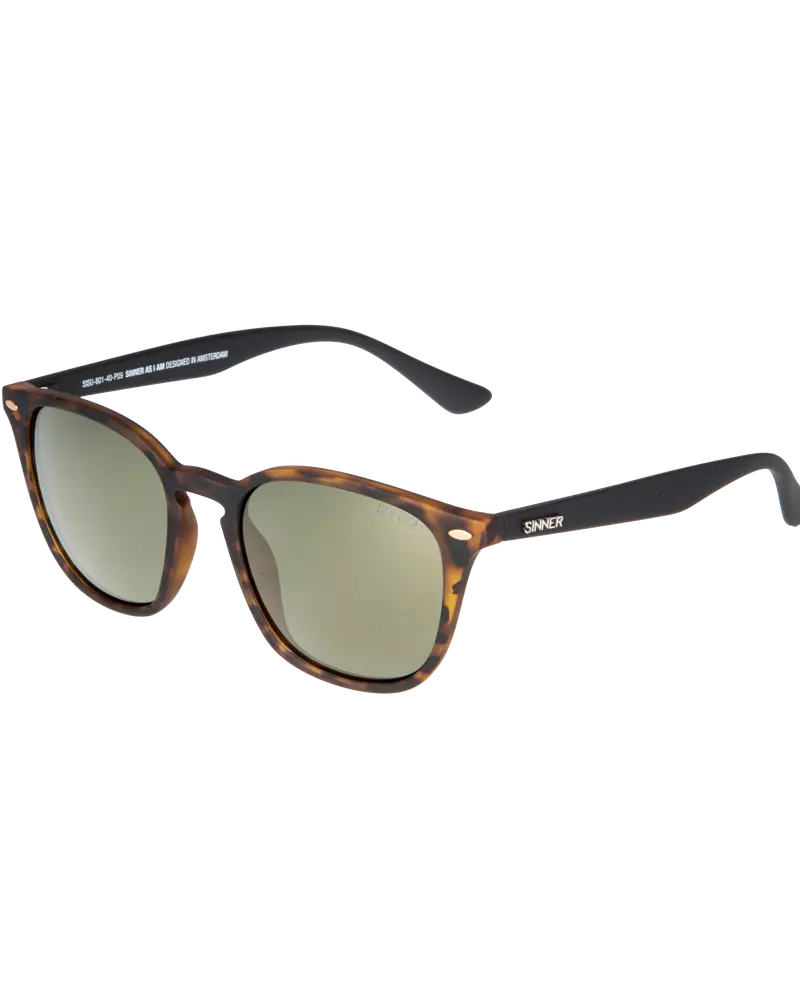 Dagmar Sunglasses – Yellow Tortoise Frame with Green Gold Mirror Lenses
