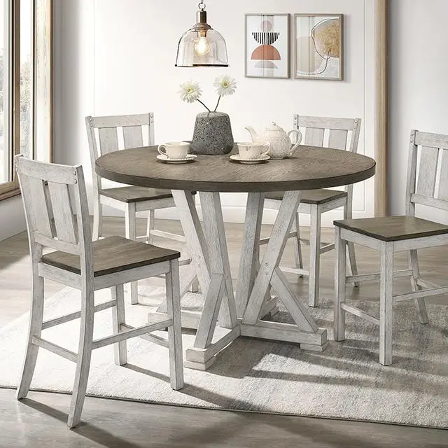 Dakota Counter-Height Dining Table – White Top with Ash Brown Base
