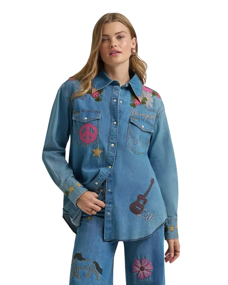 Denim-Style Lainey Wilson Button-Up Shirt