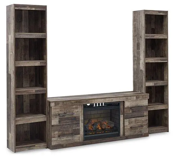 Derekson 3-Piece Living Room Entertainment System with Electric Fireplace
