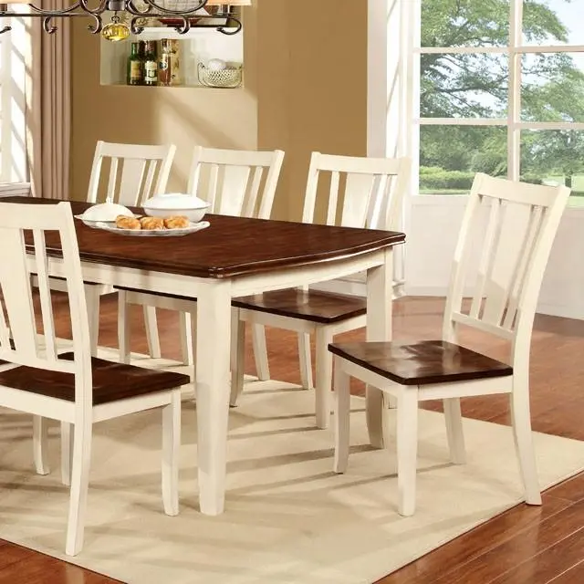 Dover Vintage White and Cherry Extendable Dining Table with 18″ Leaf