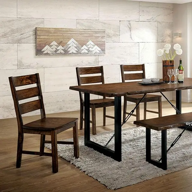 Dulce Walnut and Black Modern Dining Table