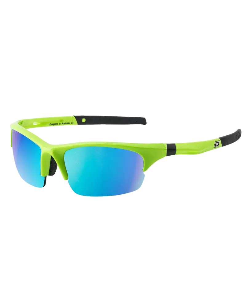 Ecco Sport Sunglasses – Fluro Green Frame with Blue Fusion Mirror Lenses