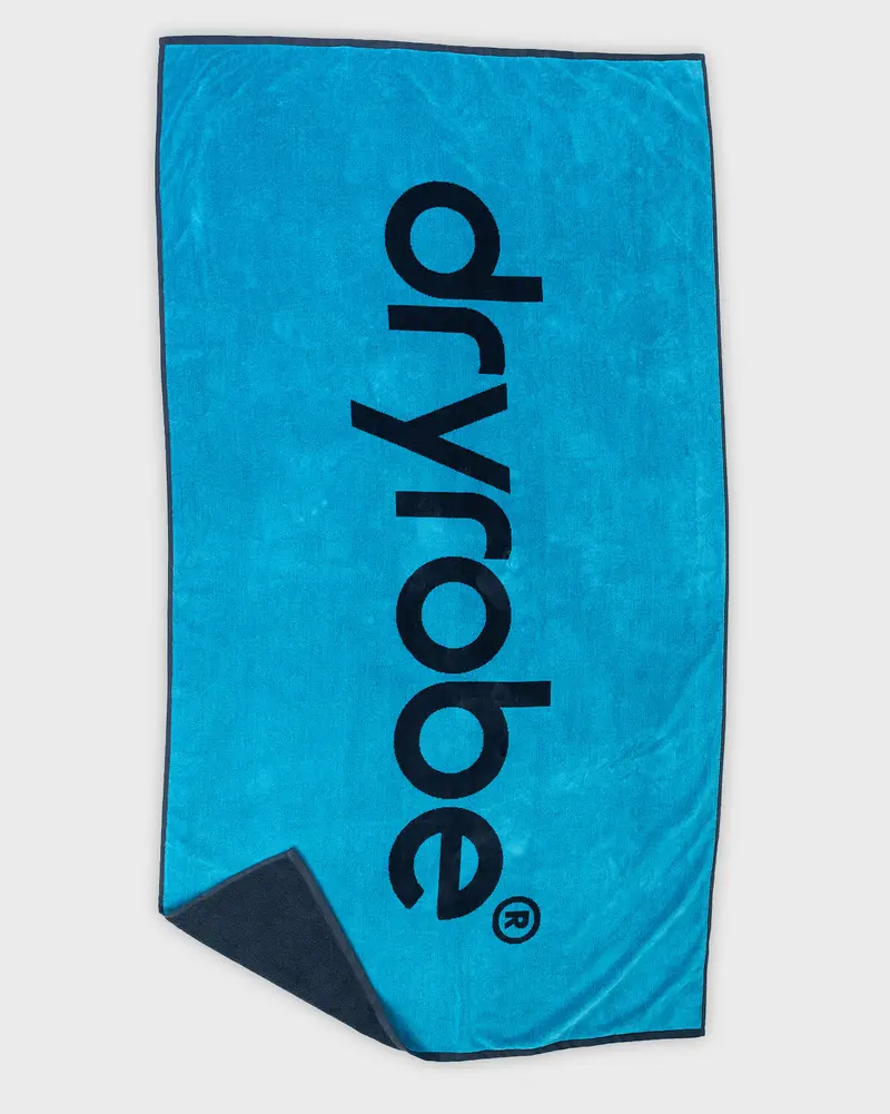 Eco-Friendly Organic Beach Towel in Blue and Charcoal Grey