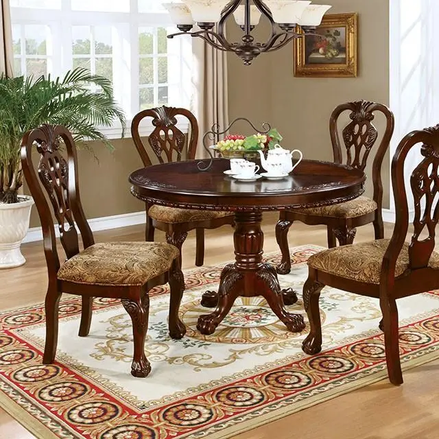 Elana Brown Cherry Round Dining Table with Solid Wood Top