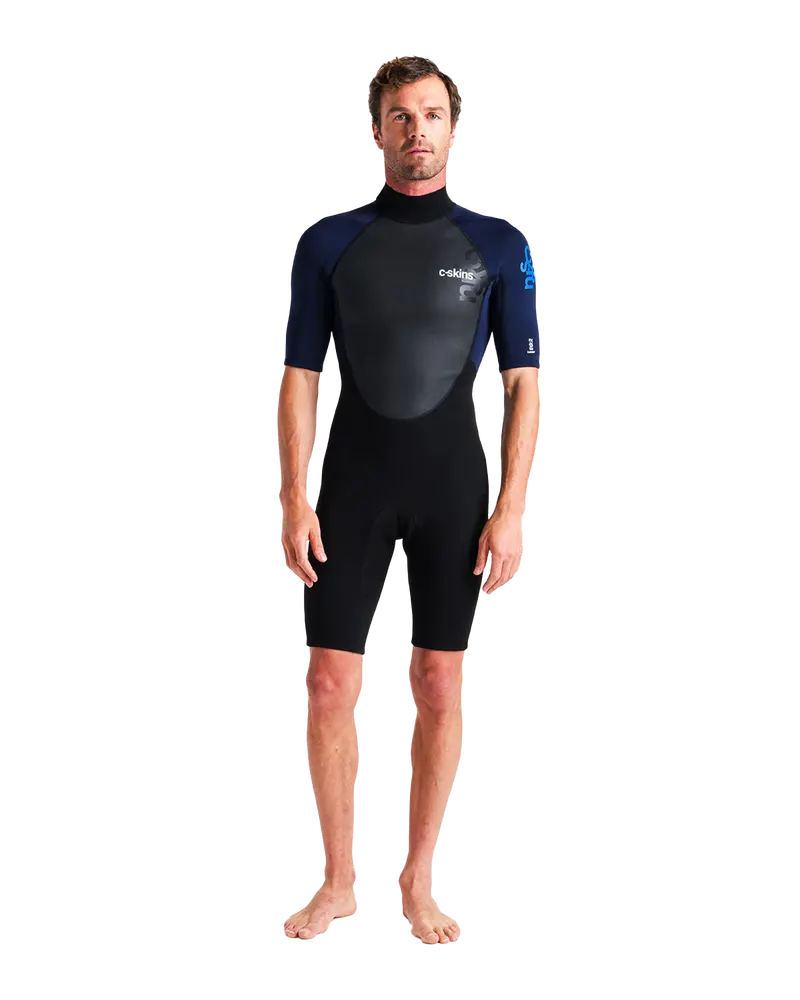Element 3/2mm Back-Zip Shorty Wetsuit – Black, Slate, Cyan