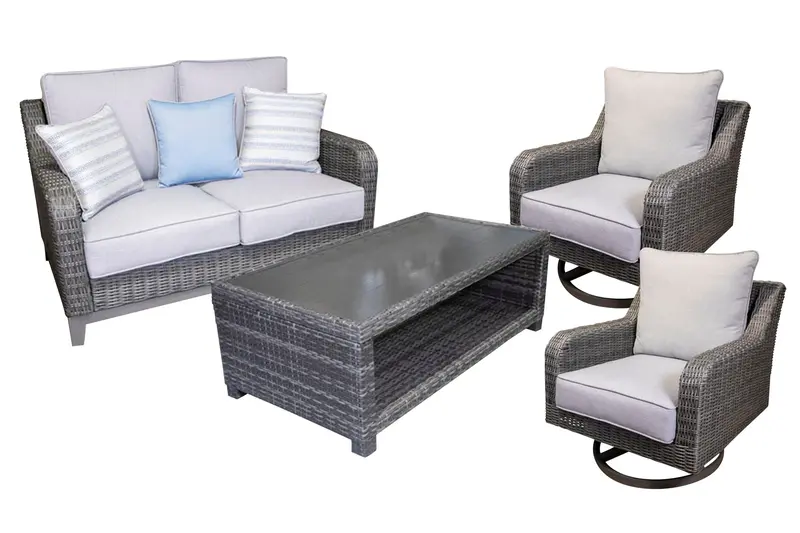 Elite Park Outdoor Seating Set: Loveseat, Swivel Chairs & Cocktail Table