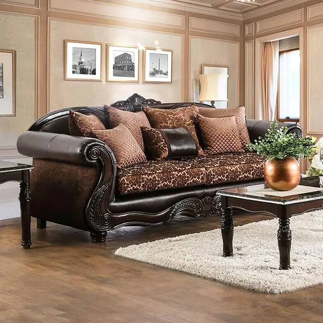 ELPIS Sectional Sofa – Brown & Espresso Two-Tone Fabric