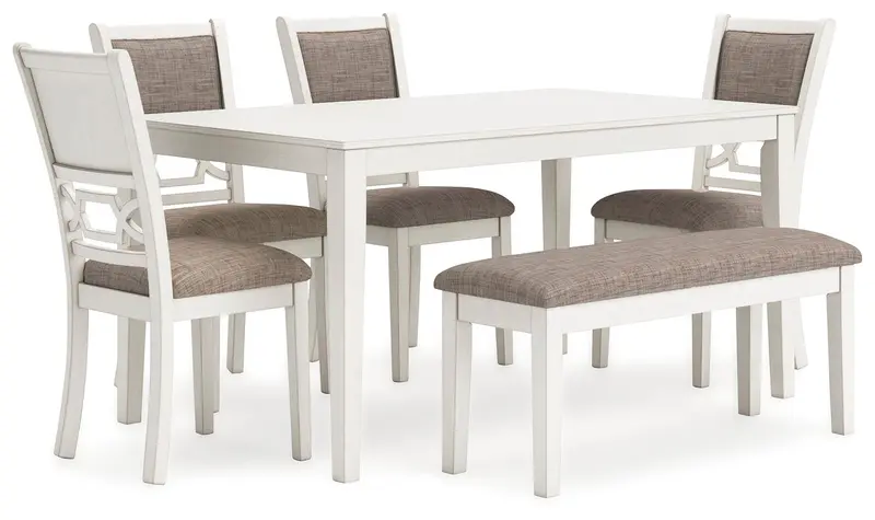 Erinberg Extended Dining Set – Table + 4 Chairs + Bench