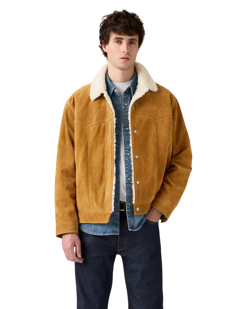 Evening Sun Western Suede Sherpa Trucker Jacket