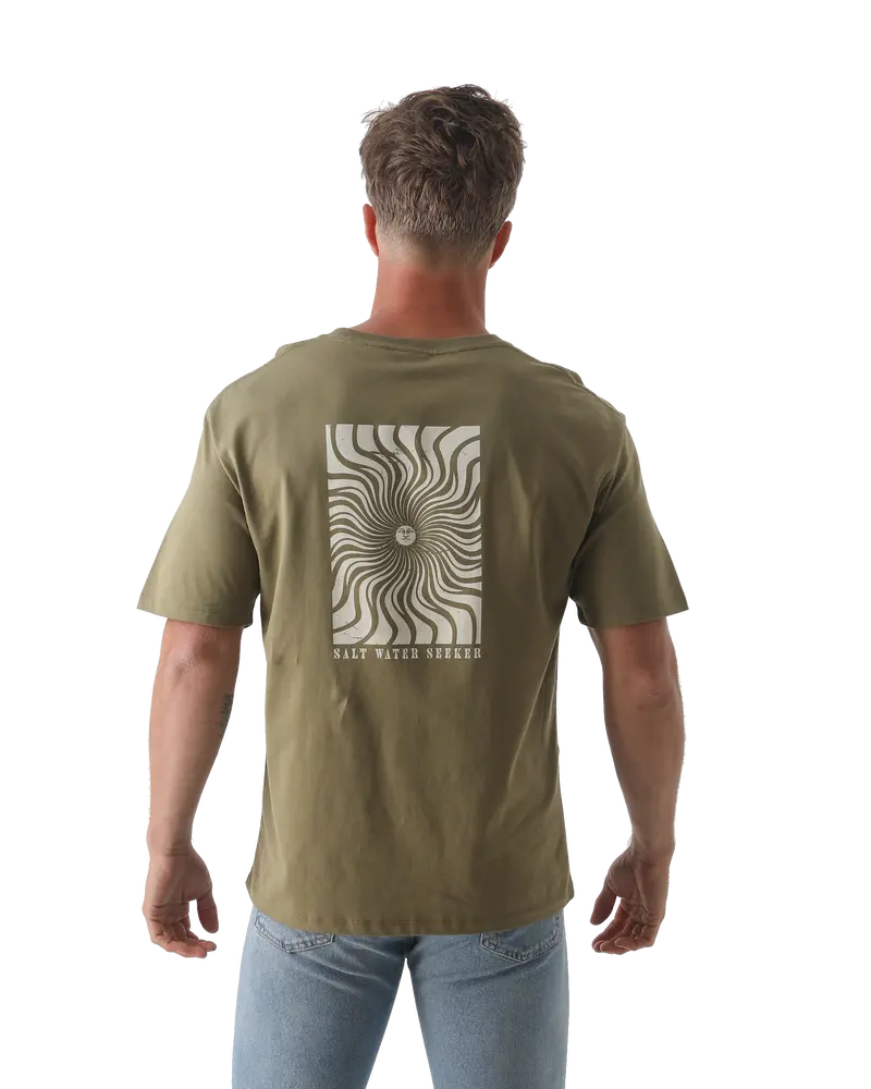 Faded Khaki Kaleidoscope Print T-Shirt