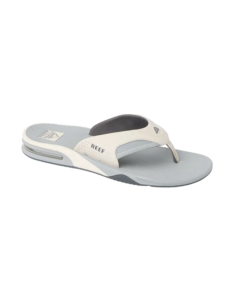 Fanning Light Grey, Grey, and Blue Flip Flops