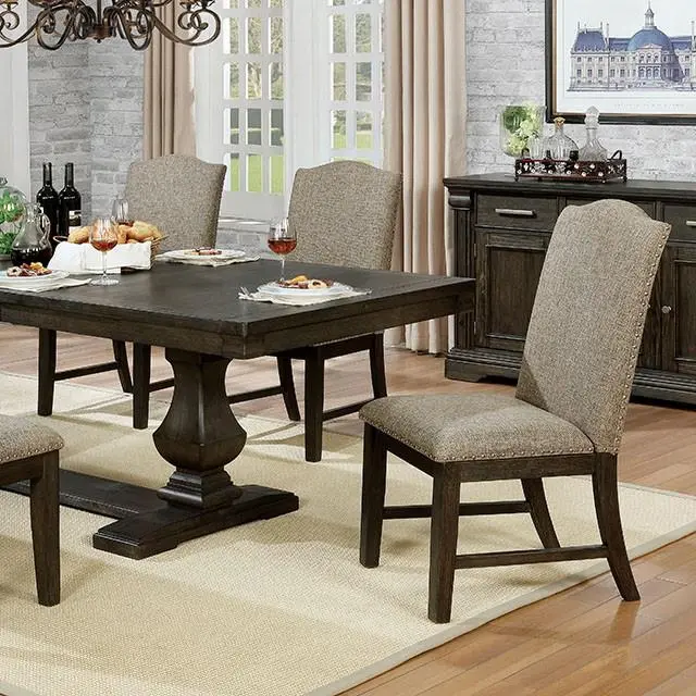 Faulk Modern Espresso Dining Table – Solid Wood Top & Tapered Legs
