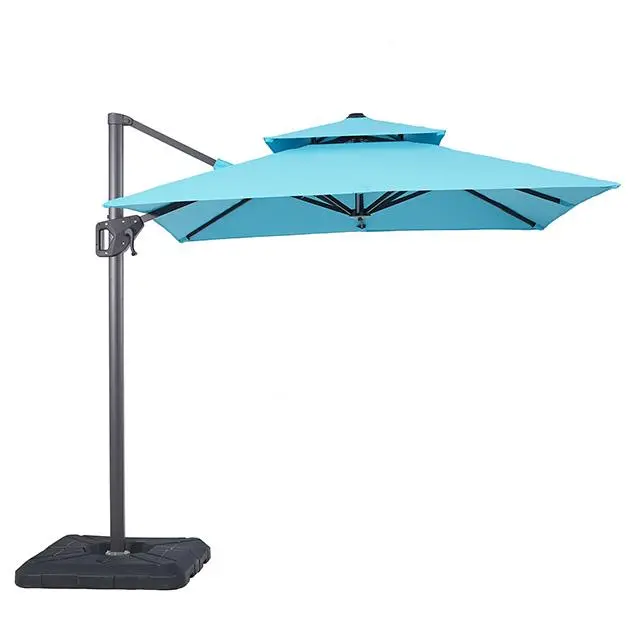 Fida 8-Foot Double-Top Square Patio Umbrella with Heavy-Duty 37-Inch Base