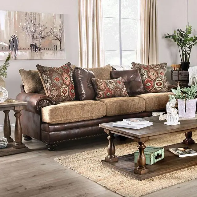 Fletcher Brown-and-Tan 3-Seater Sofa