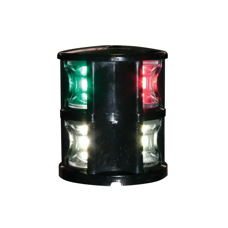 FOS LED Tri-Color & Anchor Light – 12 m Visibility, Black Housing, Marine Grade