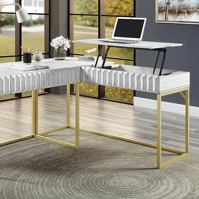 Freiburg Antique White L-Shaped Desk
