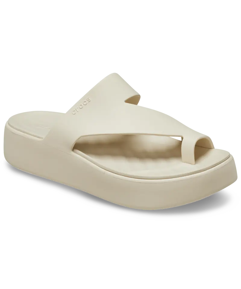 Getaway Platform Toe-Loop Sandals in Sandstone Beige