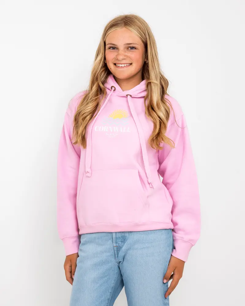 Girls’ Cornwall-Themed Hoodie – Baby Pink