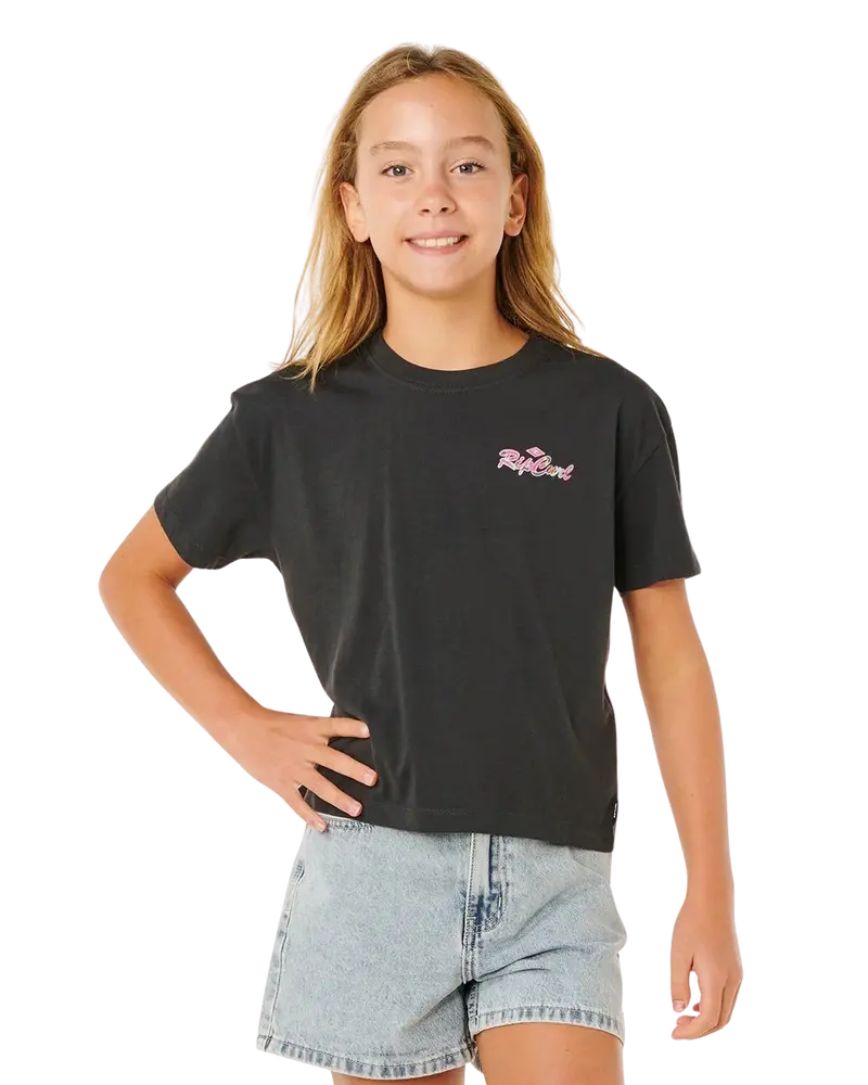 Girls Layday Crop Top – Washed Black