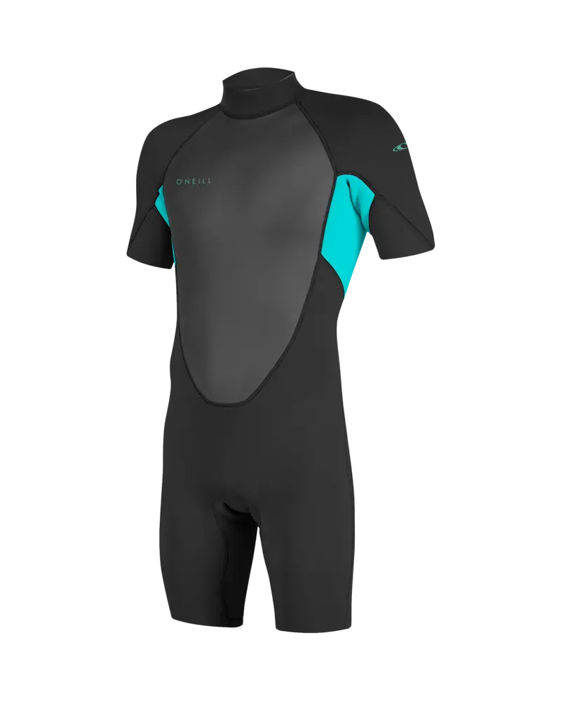 Girls’ Reactor-2 2mm Back-Zip Shorty Wetsuit – Black/Light Aqua
