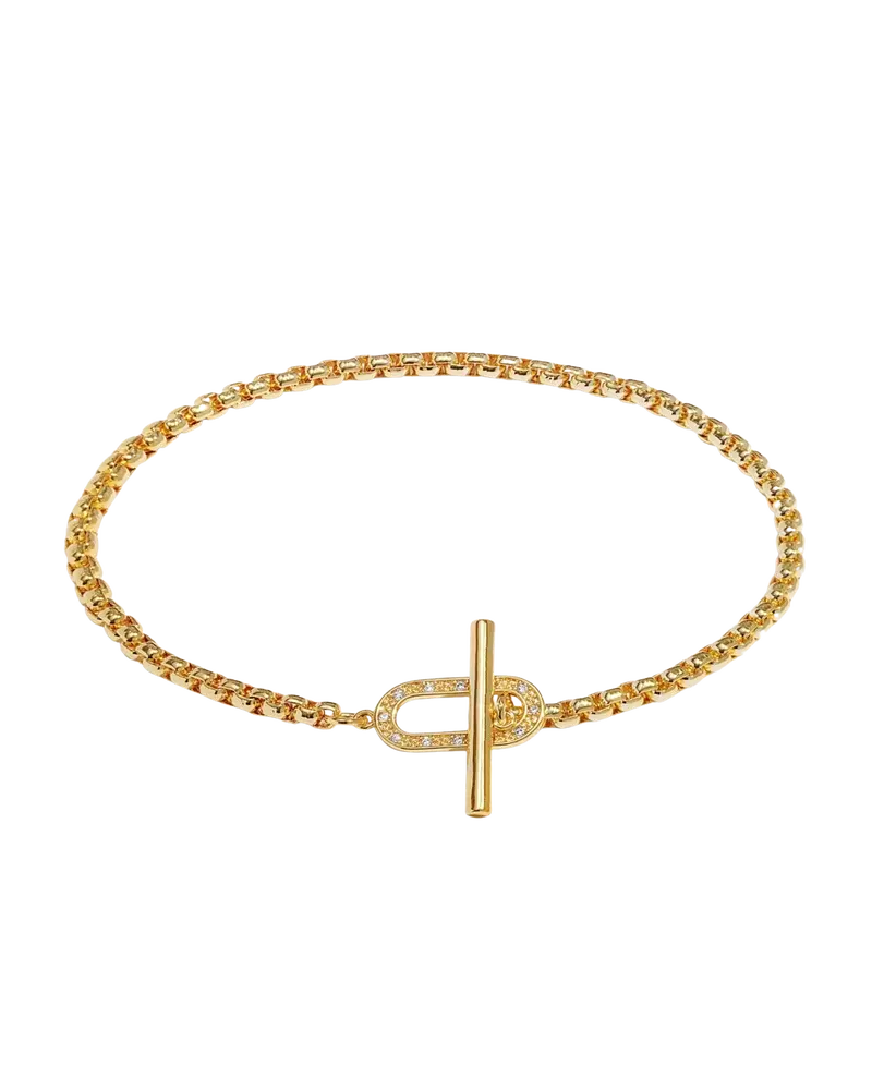 Gold-Plated Oval T-Bar Bracelet – Evermore Sleek Adjustable Jewelry