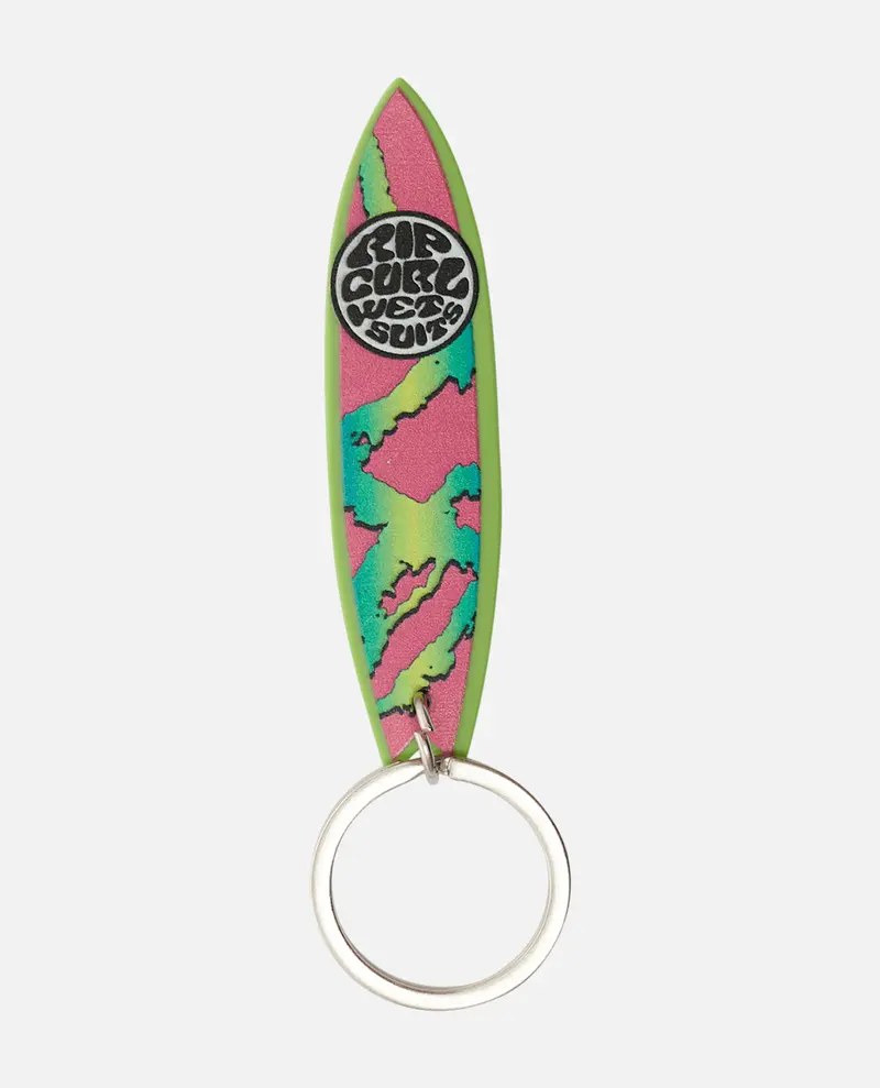 Green, Pink & White Surfboard Keychain