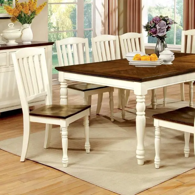 Harrisburg Vintage White & Dark Oak Extendable Dining Table