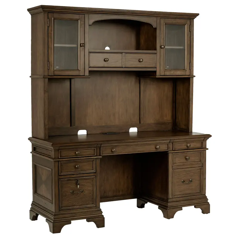 Hartshill Credenza Desk with Hutch and Cable Management System