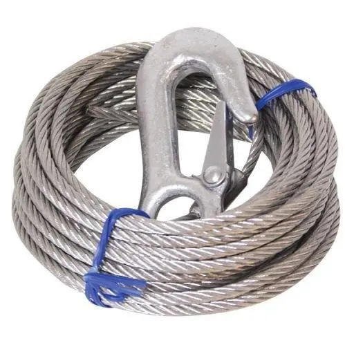 Heavy-Duty 5mm Steel Winch Cable with Hook – 6m, 1700kg Capacity