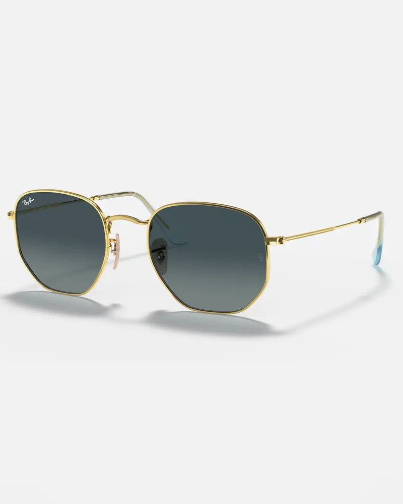 Hexagonal Arista Gold and Blue Sunglasses