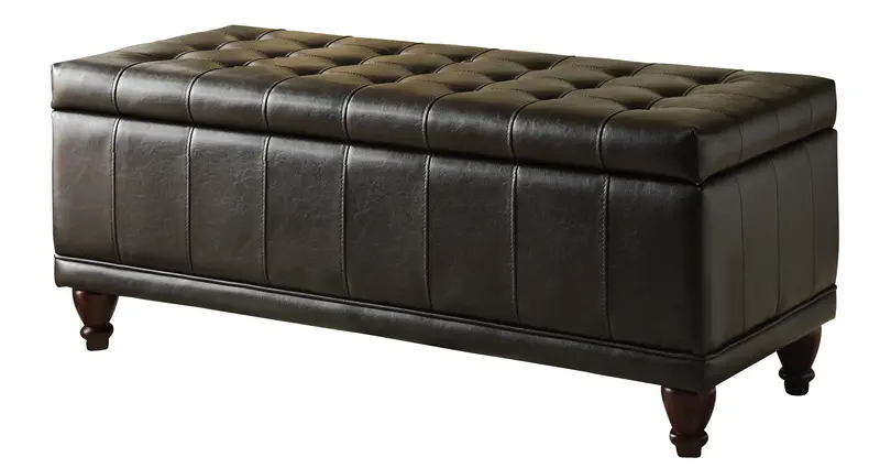 Homelegance Afton Lift-Top Storage Bench – Dark Brown Finish, Dual-Function Design 4730PU