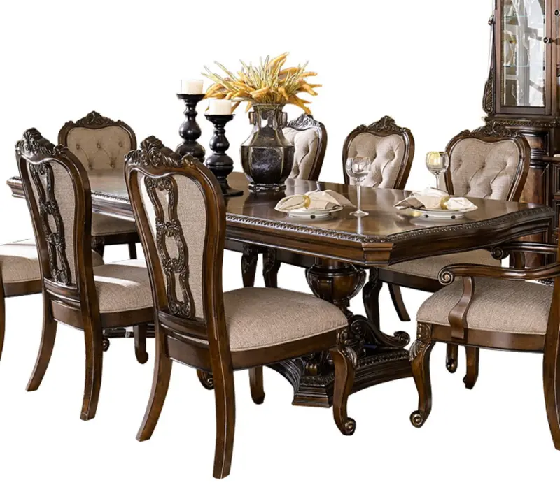 Homelegance Bonaventure Park Cherry Double Pedestal Rectangular Dining Table – Model 1935-110