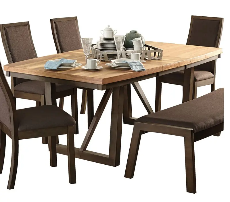 Homelegance Compson Natural & Walnut Dining Table – Versatile Extendable Farmhouse Table