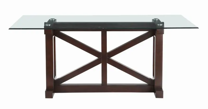 Homelegance Salema Glass-Top Dining Table in Dark Brown Finish (Model 5514-72)