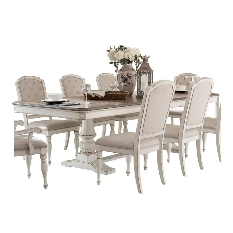 Homelegance Willowick Antique White Extendable Dining Table (Model 1614-108*)
