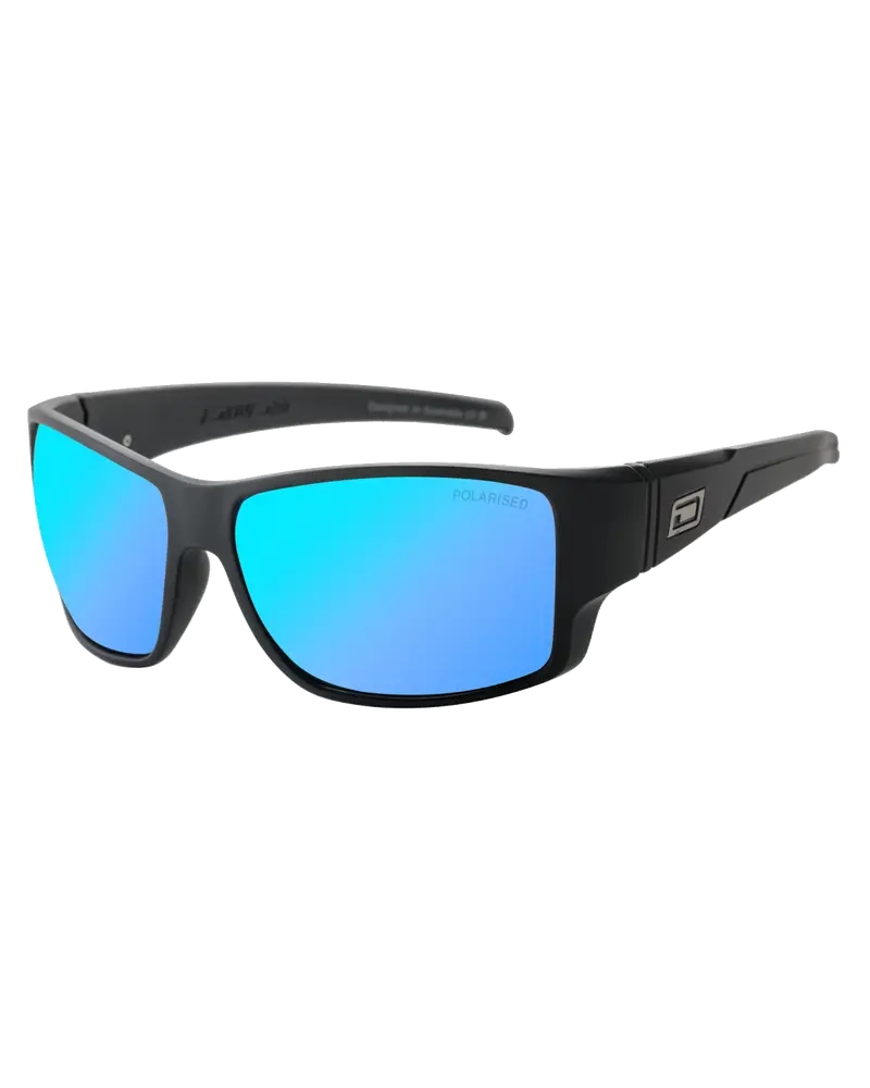 Hoodoo Polarized Sunglasses – Satin Black & Ice Blue Mirror